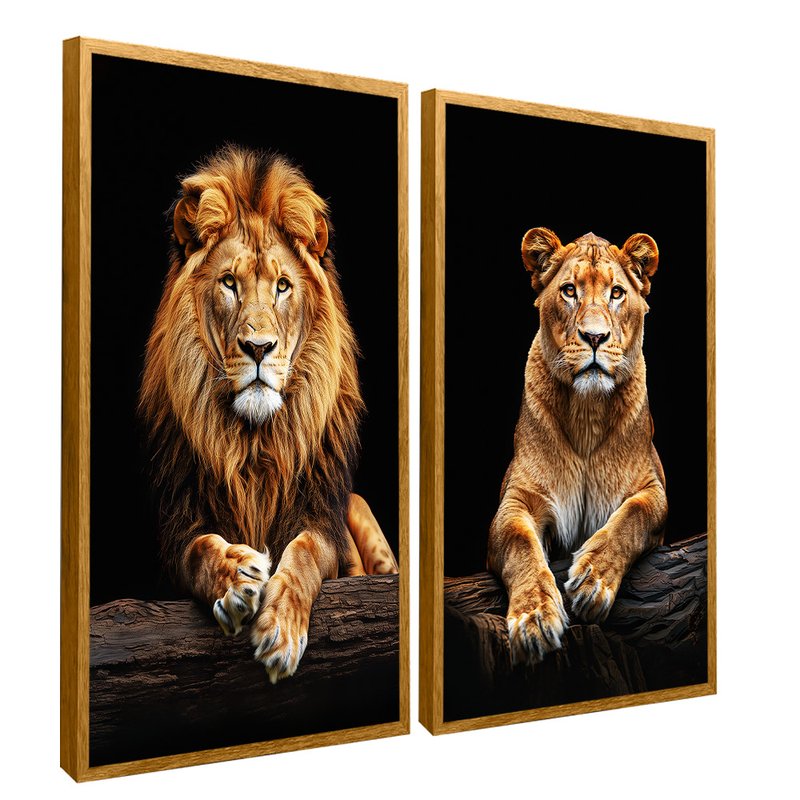 2 Pieces Lion And Lioness Canvas V1493