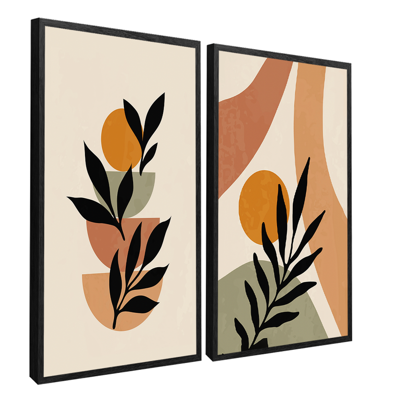 2 Pieces Minimalist Floral Canvas V1455