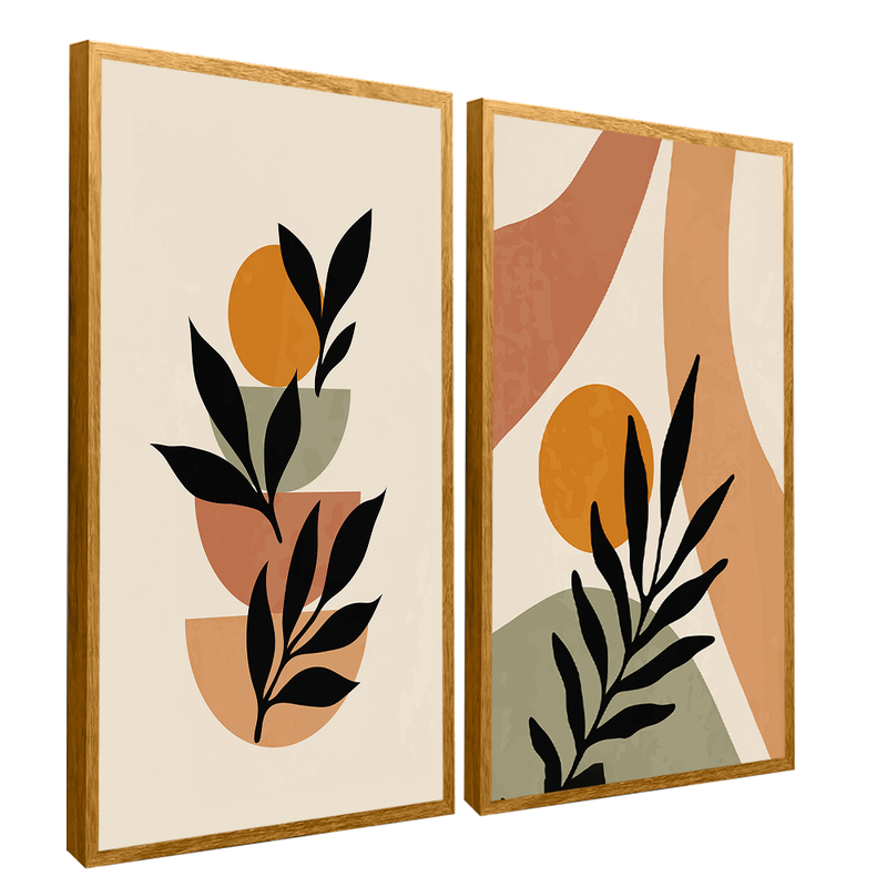 2 Pieces Minimalist Floral Canvas V1455