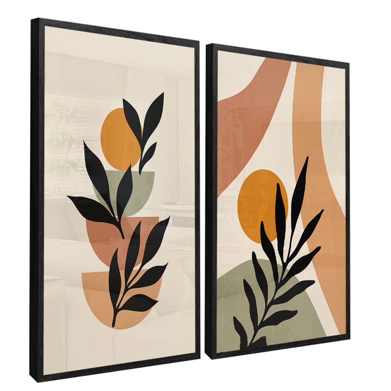 2 Pieces Minimalist Floral Canvas V1455