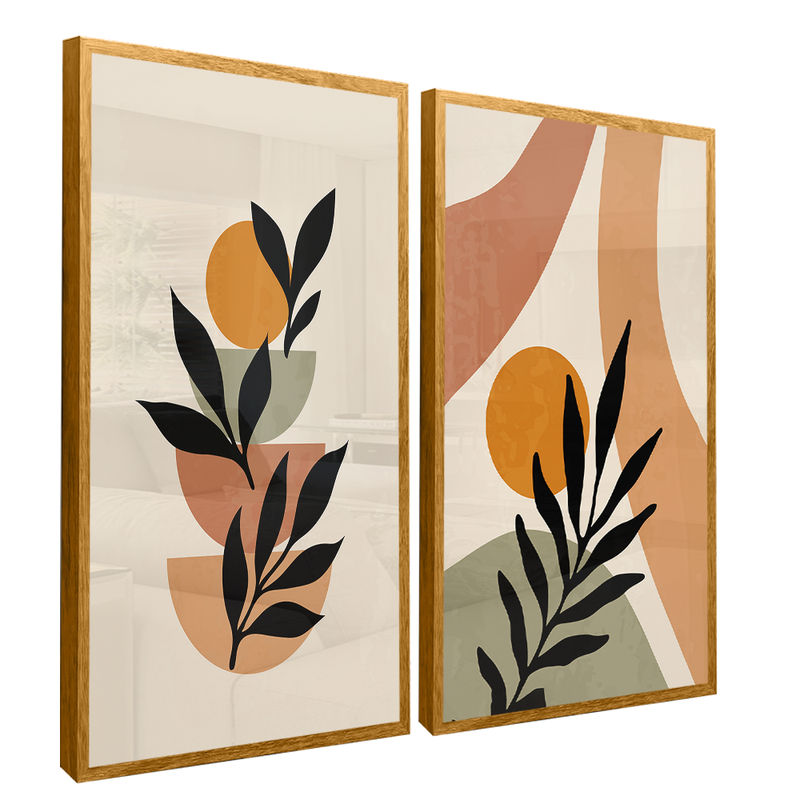 2 Pieces Minimalist Floral Canvas V1455