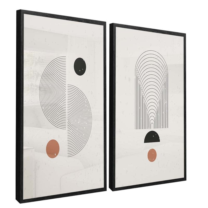 2 Pieces Abstract Shapes Canvas V1698