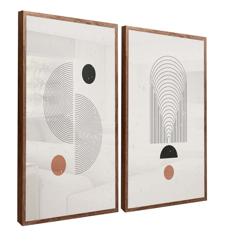 2 Pieces Abstract Shapes Canvas V1698