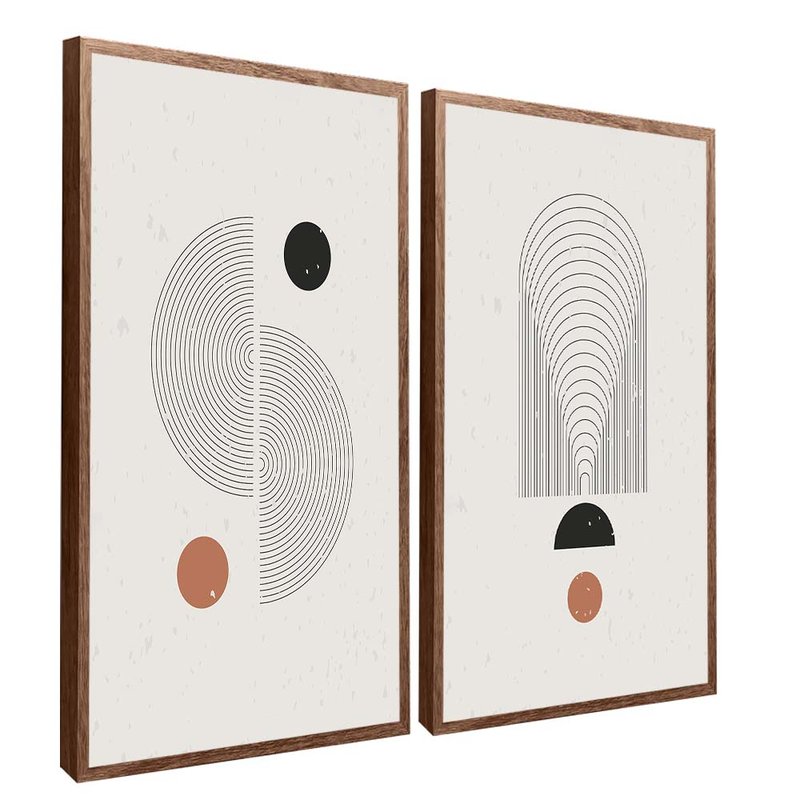 2 Pieces Abstract Shapes Canvas V1698