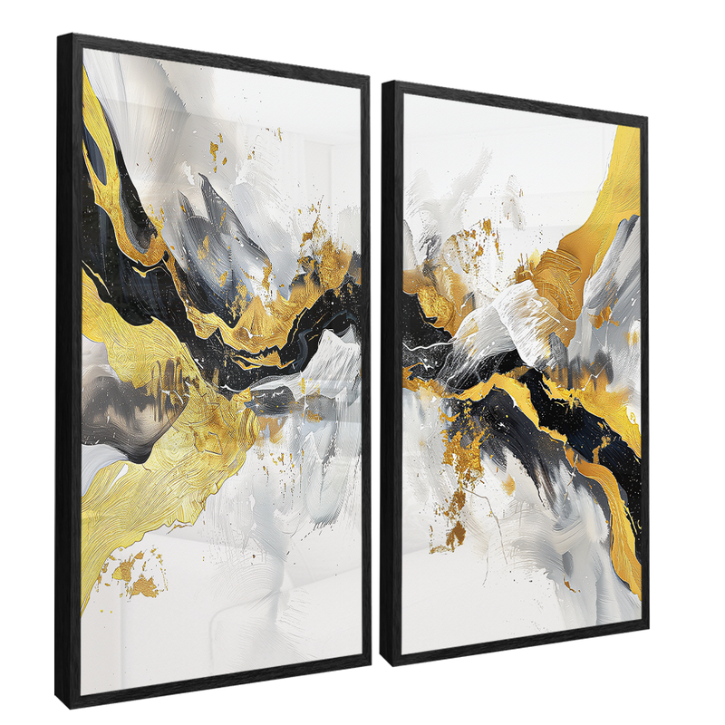 2 Pieces White Marble Canvas V1503