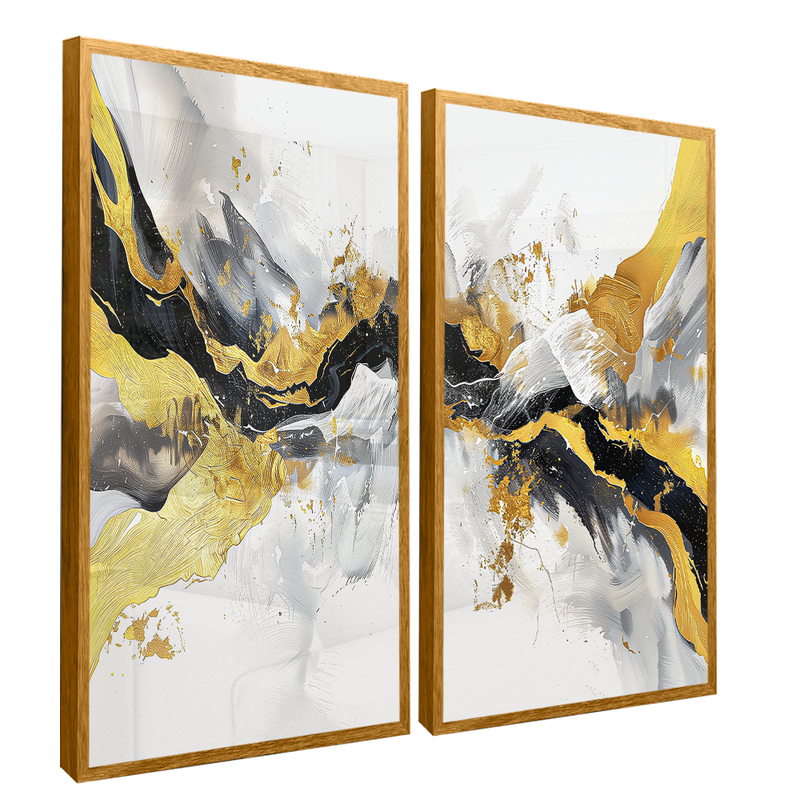 2 Pieces White Marble Canvas V1503