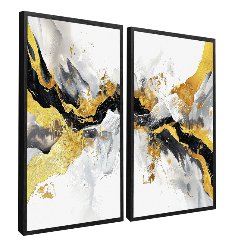 2 Pieces White Marble Canvas V1503