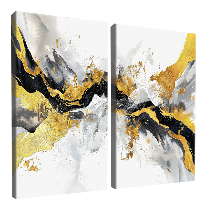 2 Pieces White Marble Canvas V1503