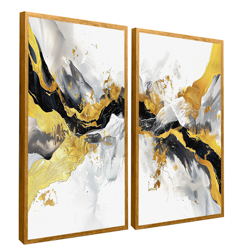 2 Pieces White Marble Canvas V1503