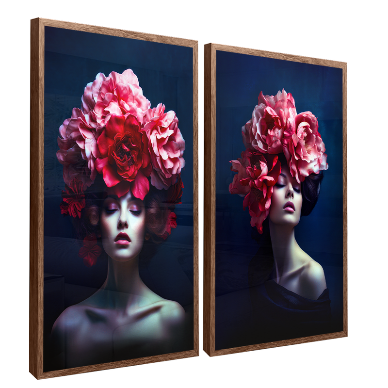 2 Pieces Women And Florals Canvas V1472