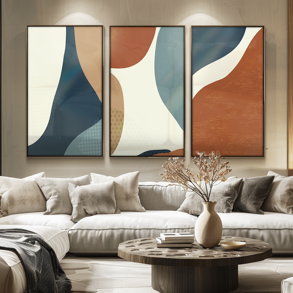 3-Piece Abstract Shapes v1447 Canvas