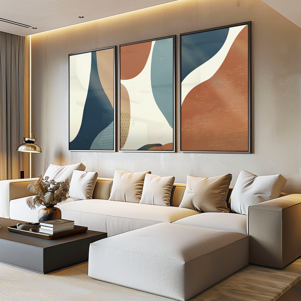 3-Piece Abstract Shapes v1447 Canvas