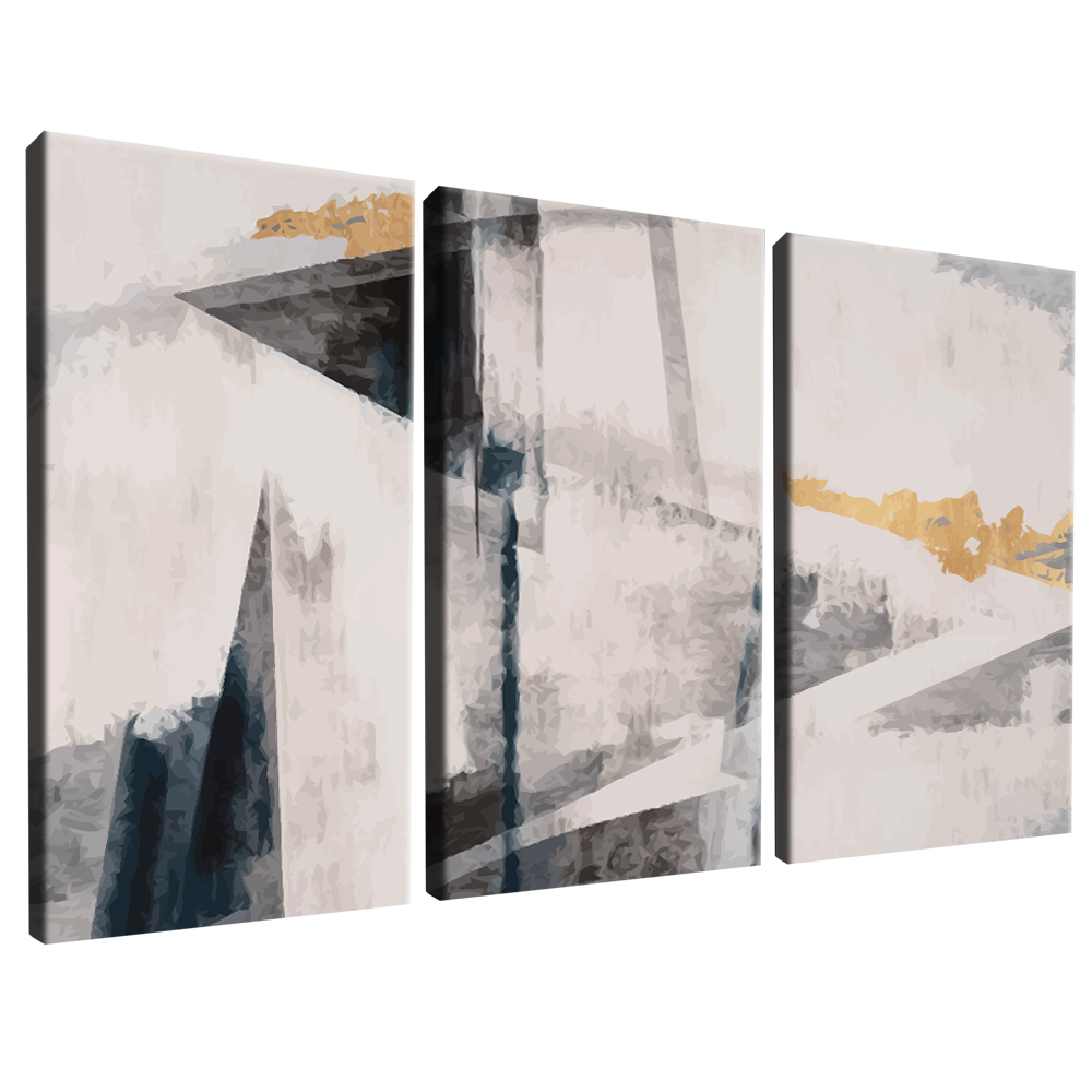 3-Piece Clean White Luxury Abstract v833 Canvas