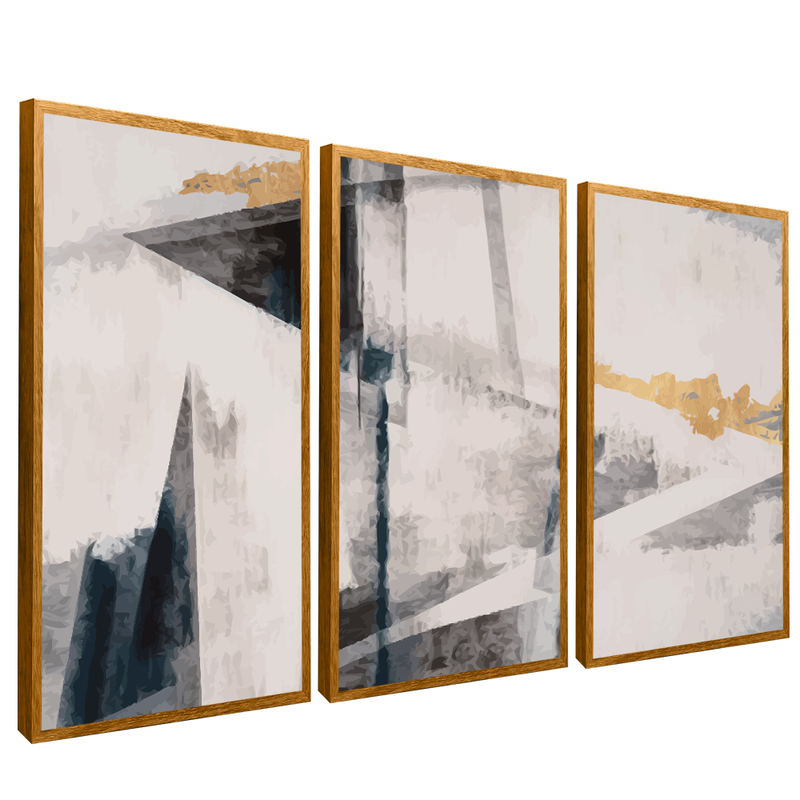 3-Piece Clean White Luxury Abstract v833 Canvas