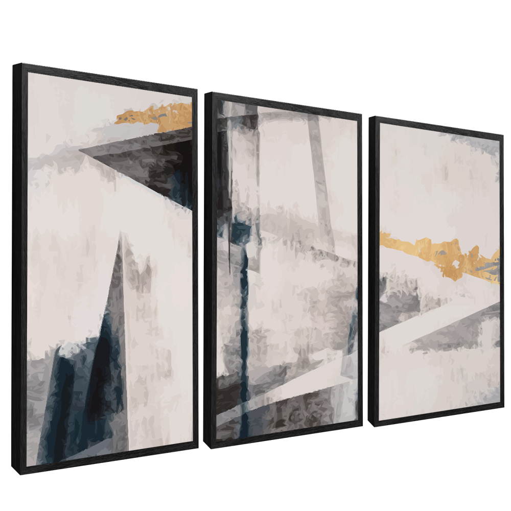 3-Piece Clean White Luxury Abstract v833 Canvas