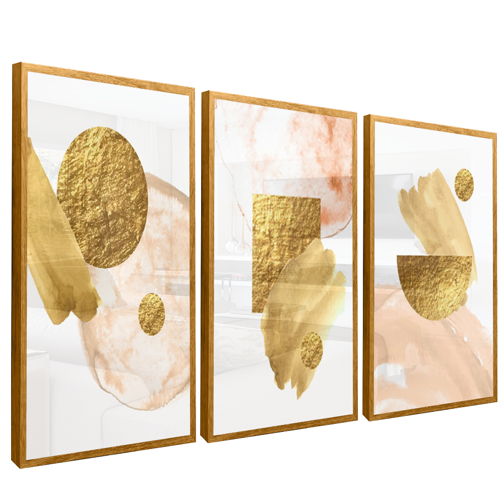 3-Piece Gold Abstract v1419 Canvas