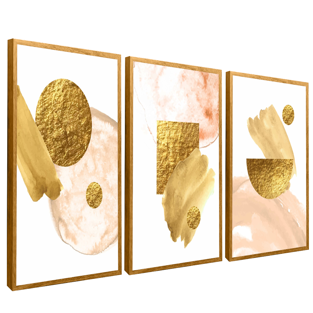 3-Piece Gold Abstract v1419 Canvas