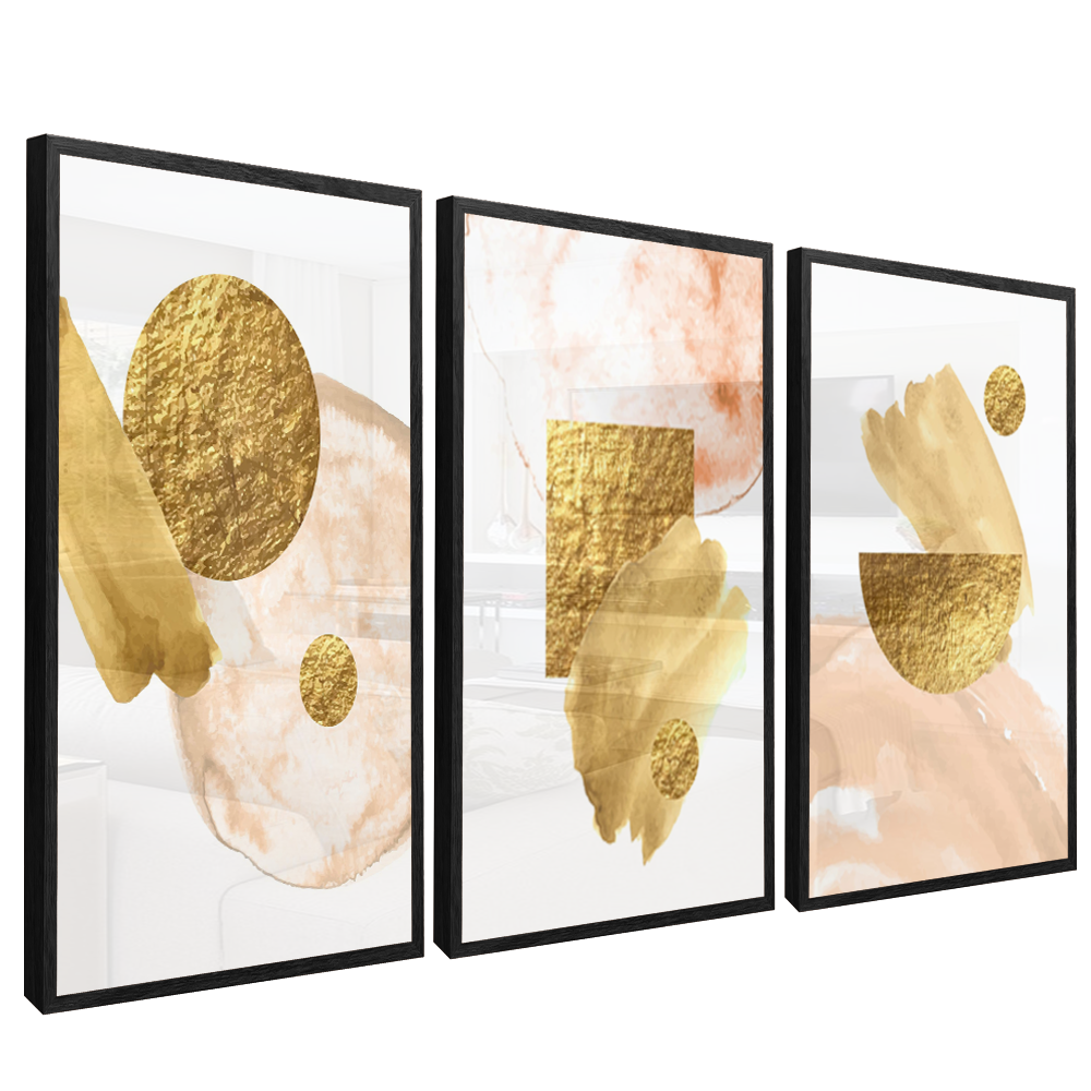 3-Piece Gold Abstract v1419 Canvas