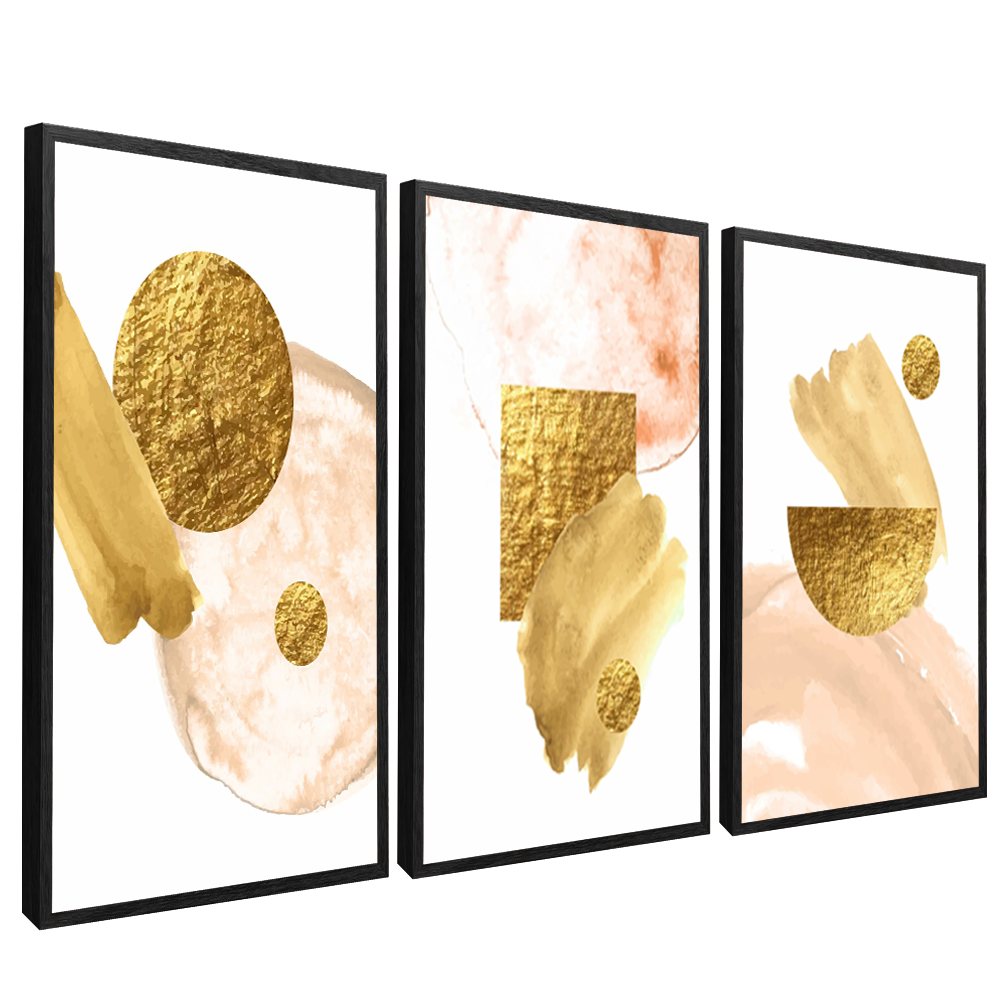 3-Piece Gold Abstract v1419 Canvas