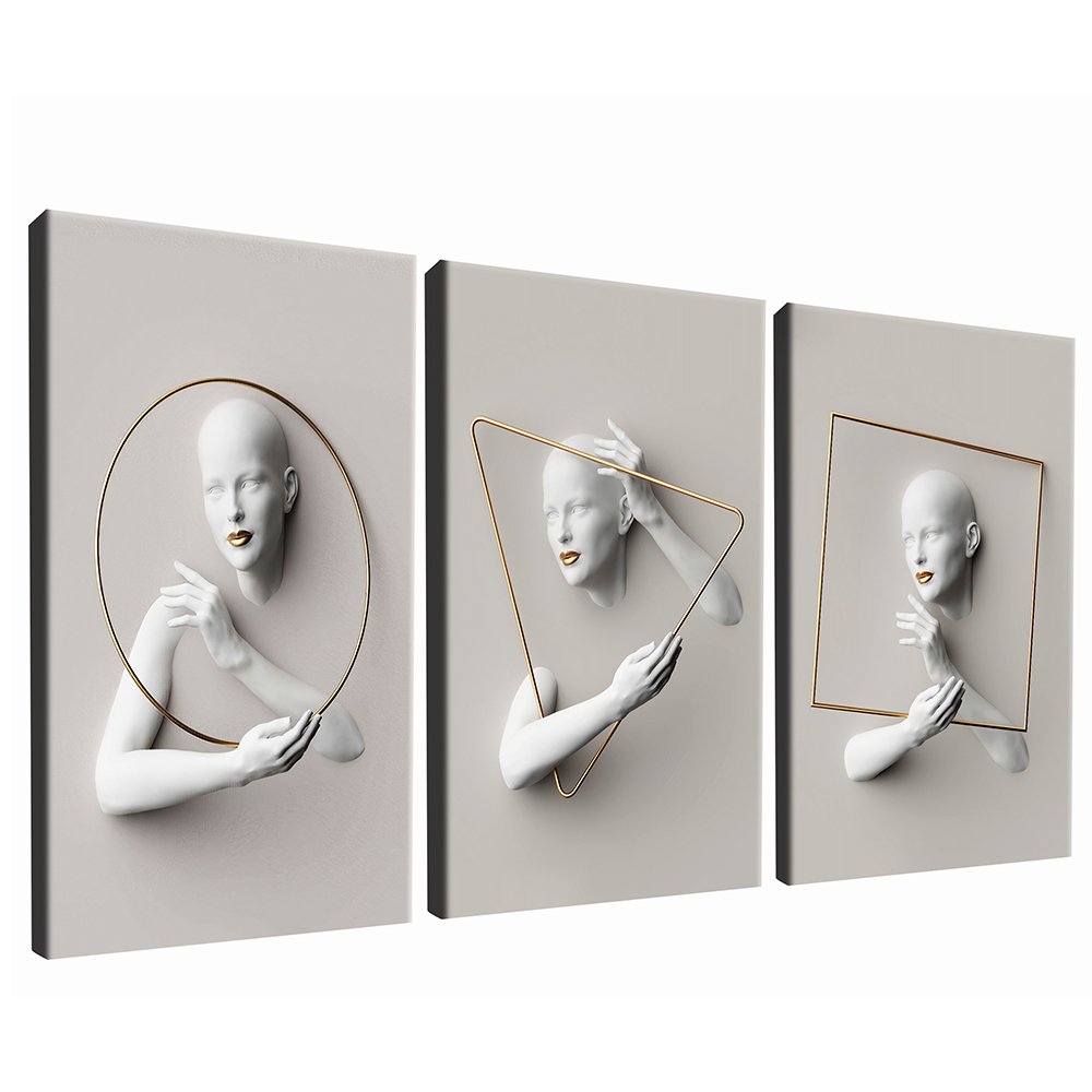 3-Piece Luxury 3D Shapes Women Canvas