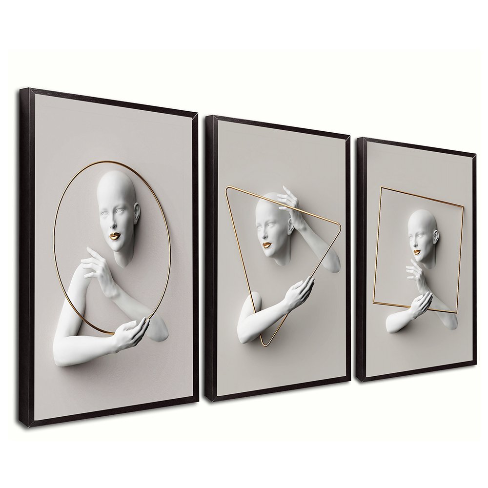 3-Piece Luxury 3D Shapes Women Canvas