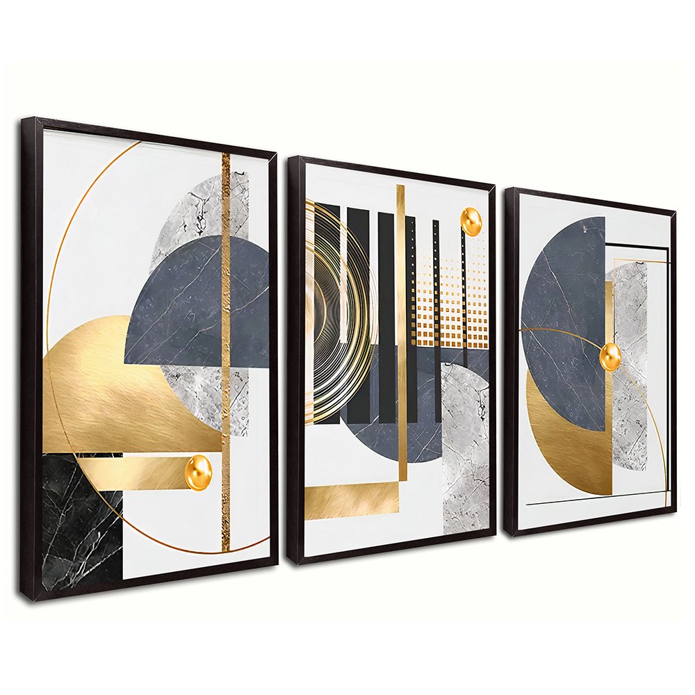 3-Piece Luxury Gold Abstract Canvas