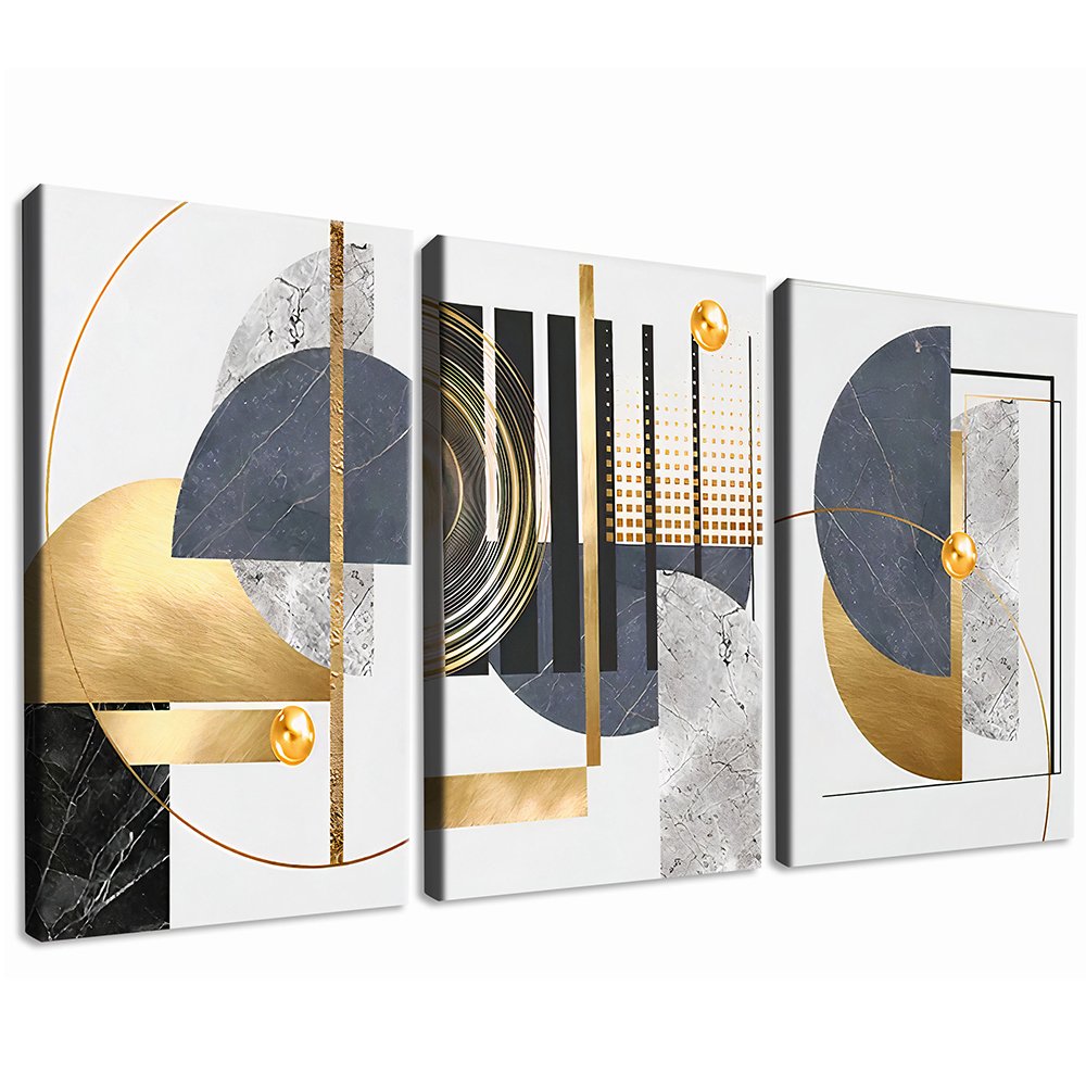 3-Piece Luxury Gold Abstract Canvas