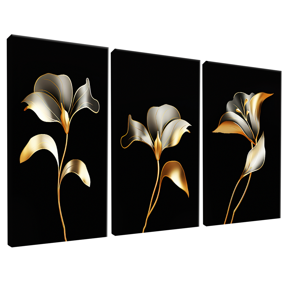 3-Piece Minimalist Floral v1458 Canvas