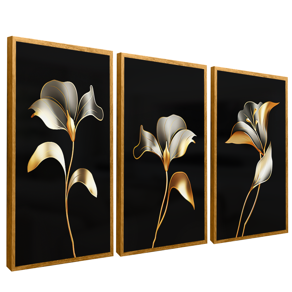 3-Piece Minimalist Floral v1458 Canvas