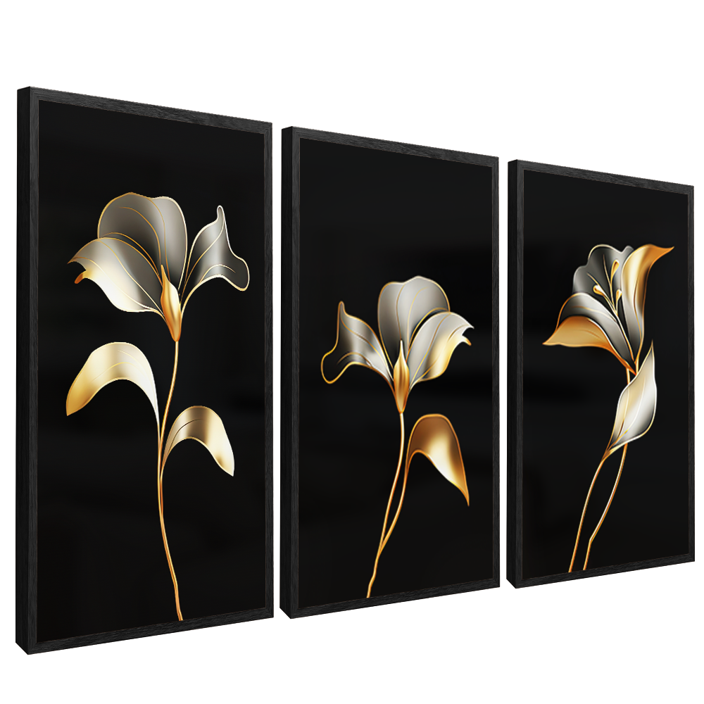 3-Piece Minimalist Floral v1458 Canvas