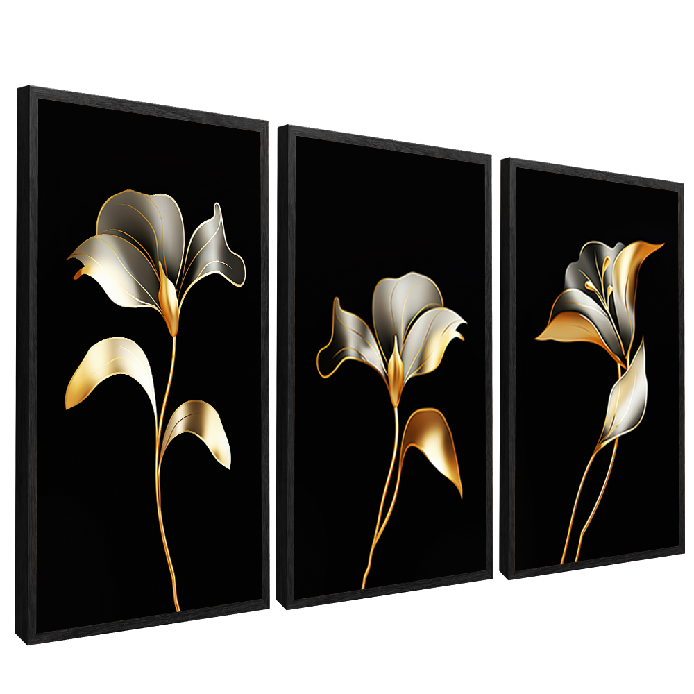 3-Piece Minimalist Floral v1458 Canvas