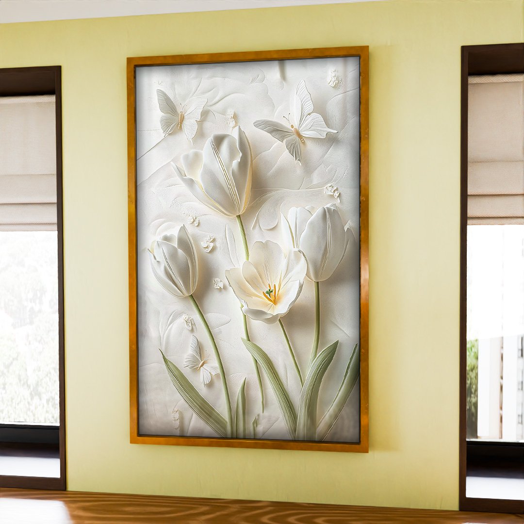 3D White Tulips V2107 Canvas