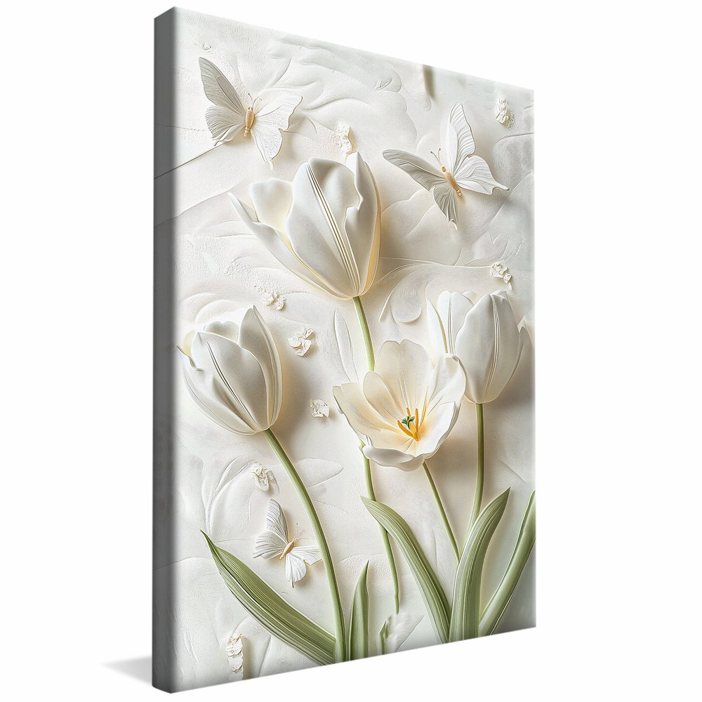 3D White Tulips V2107 Canvas