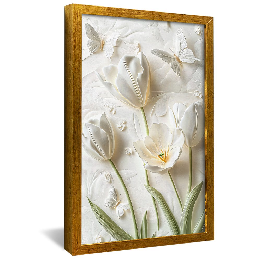 3D White Tulips V2107 Canvas