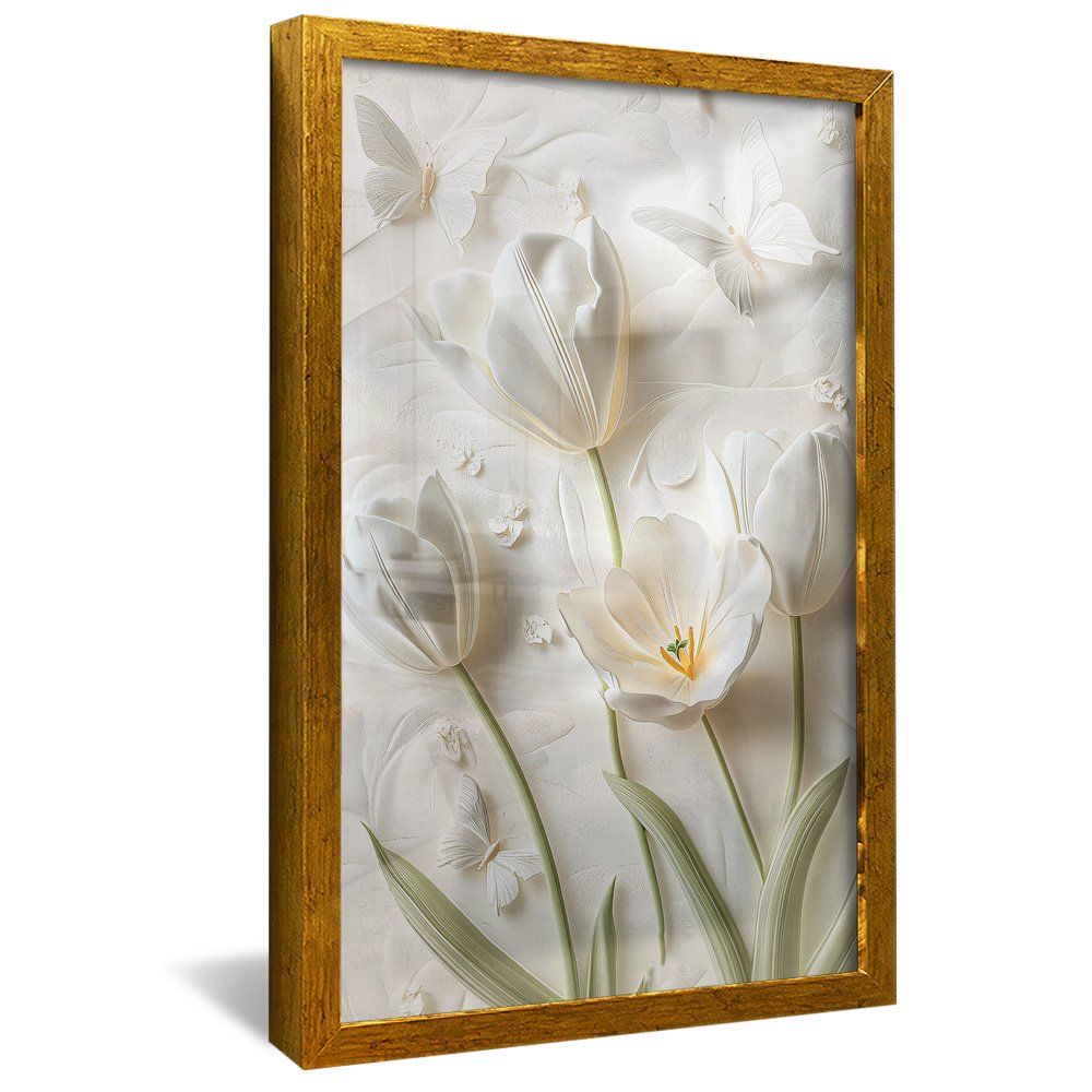 3D White Tulips V2107 Canvas