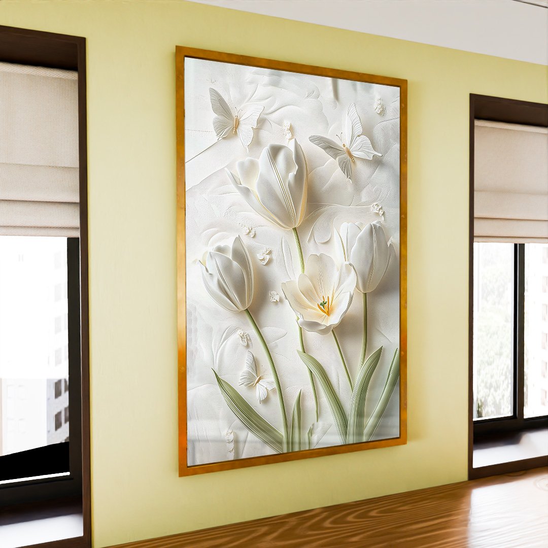 3D White Tulips V2107 Canvas