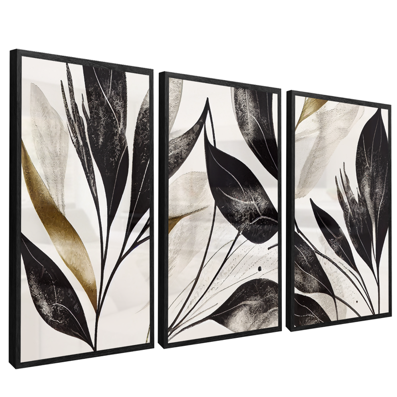 3 Minimalist Pieces Leaves V963 Canvas