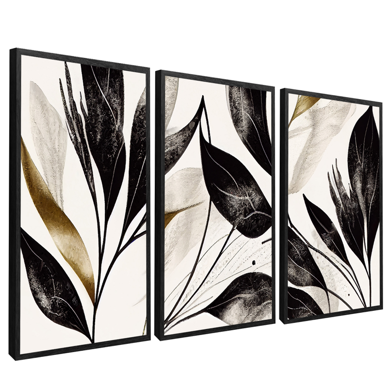 3 Minimalist Pieces Leaves V963 Canvas