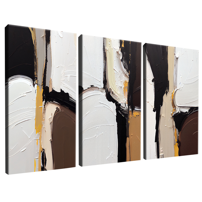 3 Pieces Abstract Brown V24 Canvas