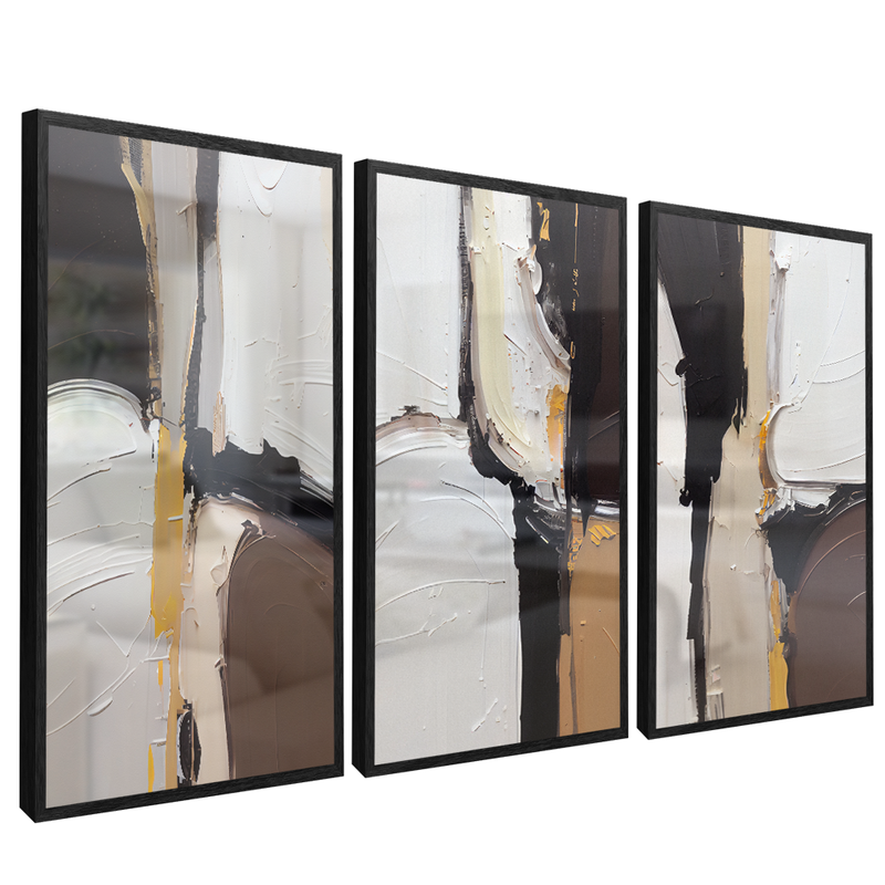 3 Pieces Abstract Brown V24 Canvas