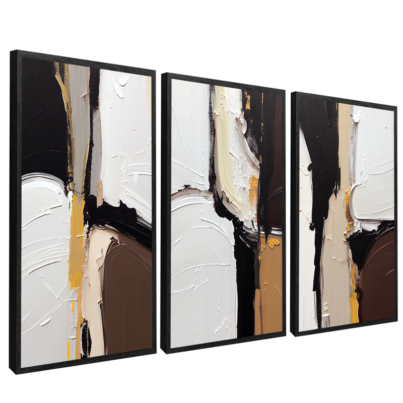 3 Pieces Abstract Brown V24 Canvas