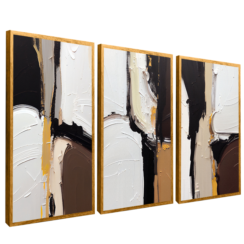 3 Pieces Abstract Brown V24 Canvas