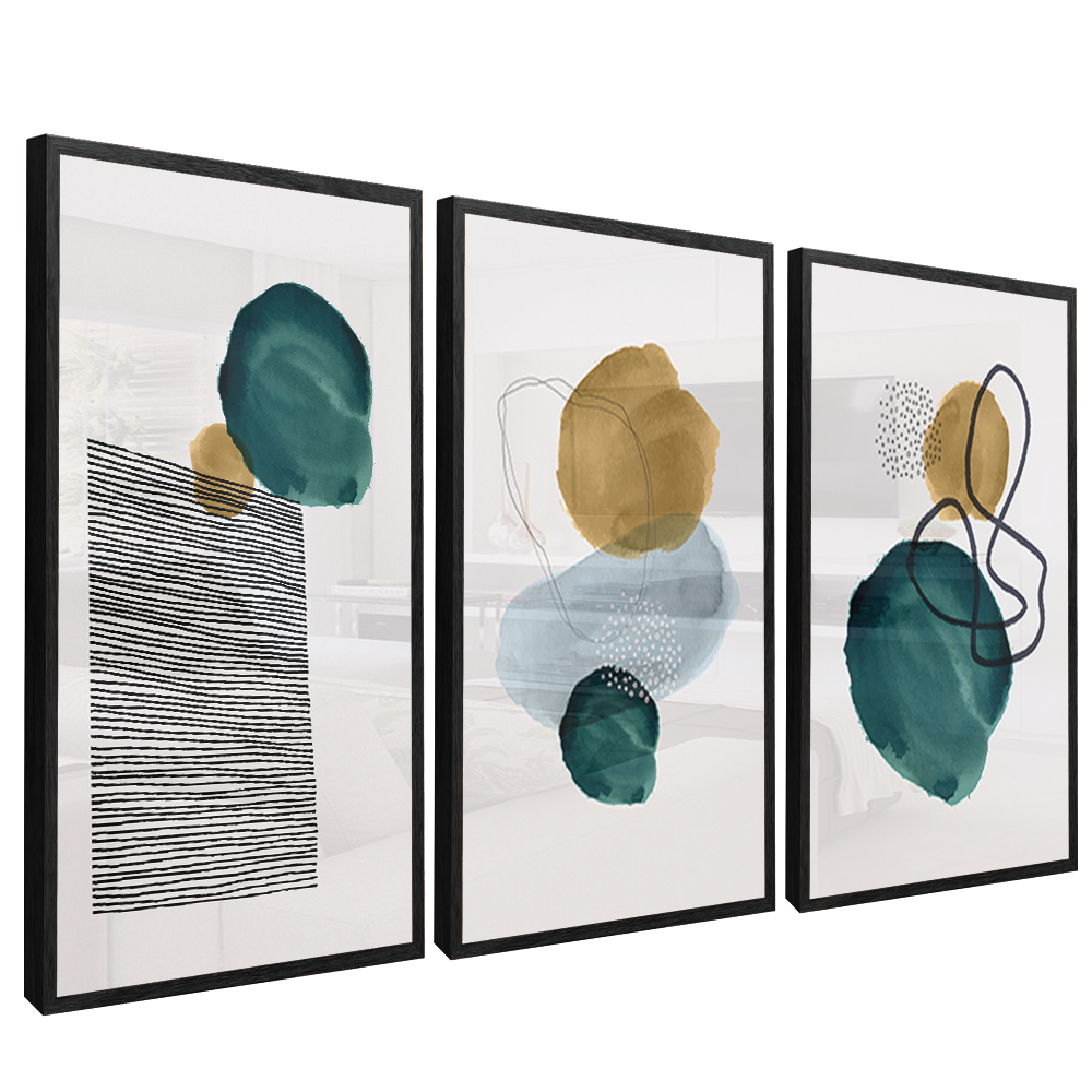 3 Pieces Abstract Brushstrokes V1526 Canvas