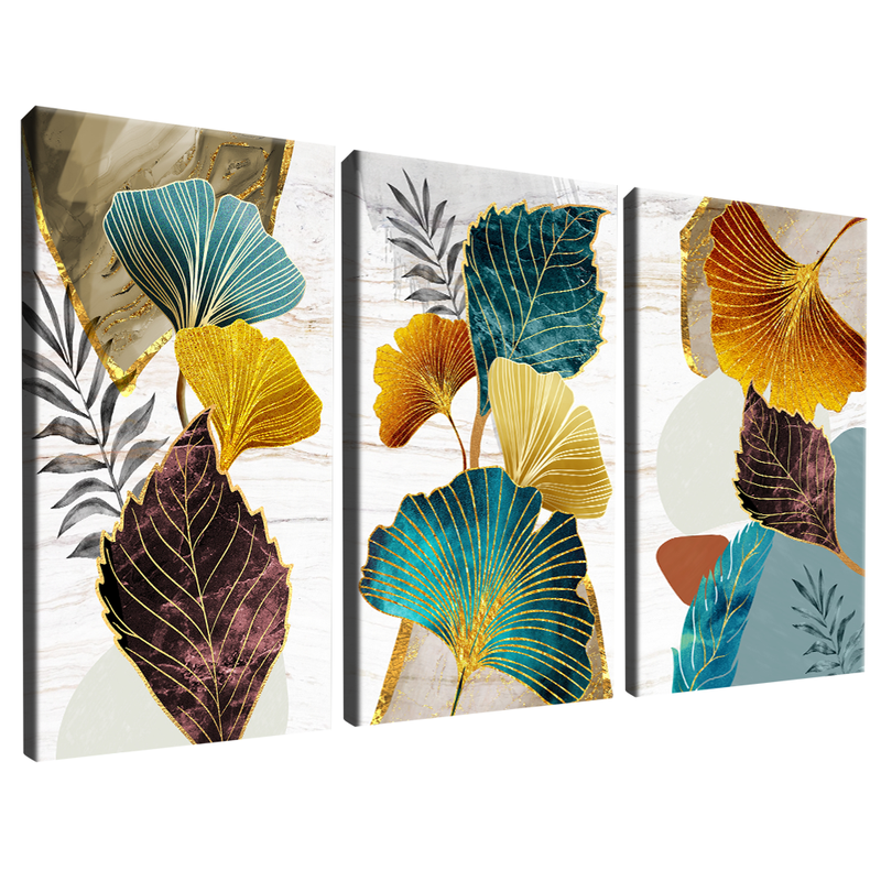 3 Pieces Abstract Colors Foliage V811 Canvas