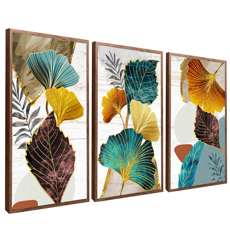 3 Pieces Abstract Colors Foliage V811 Canvas