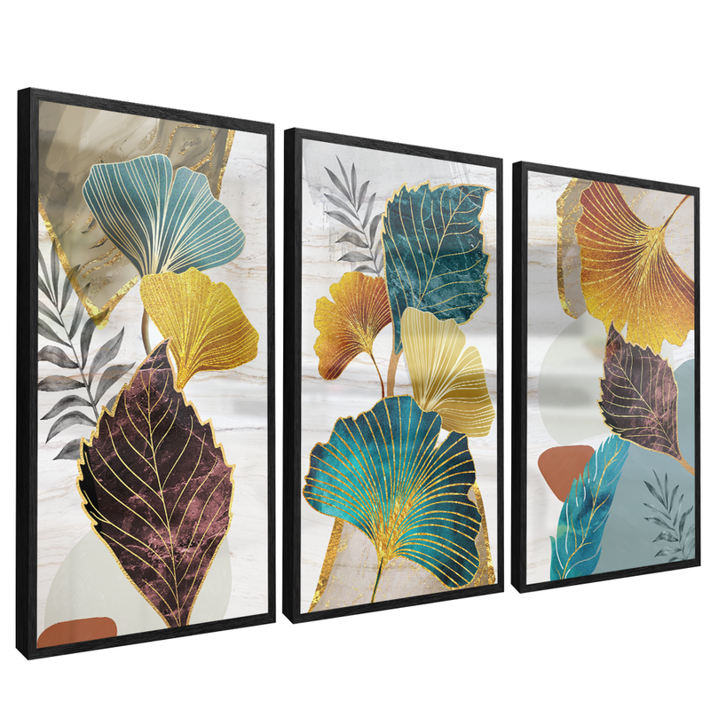 3 Pieces Abstract Colors Foliage V811 Canvas