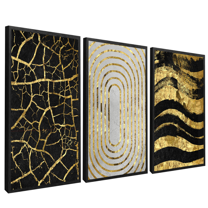 3 Pieces Abstract Luxury Shapes V77 Canvas