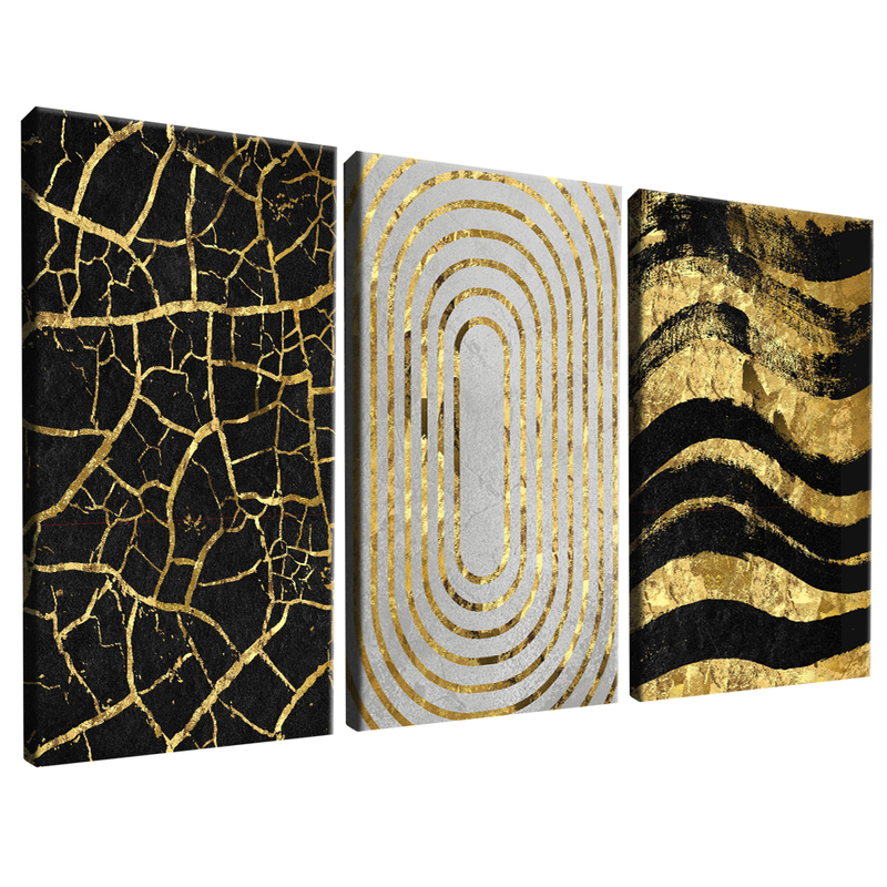 3 Pieces Abstract Luxury Shapes V77 Canvas