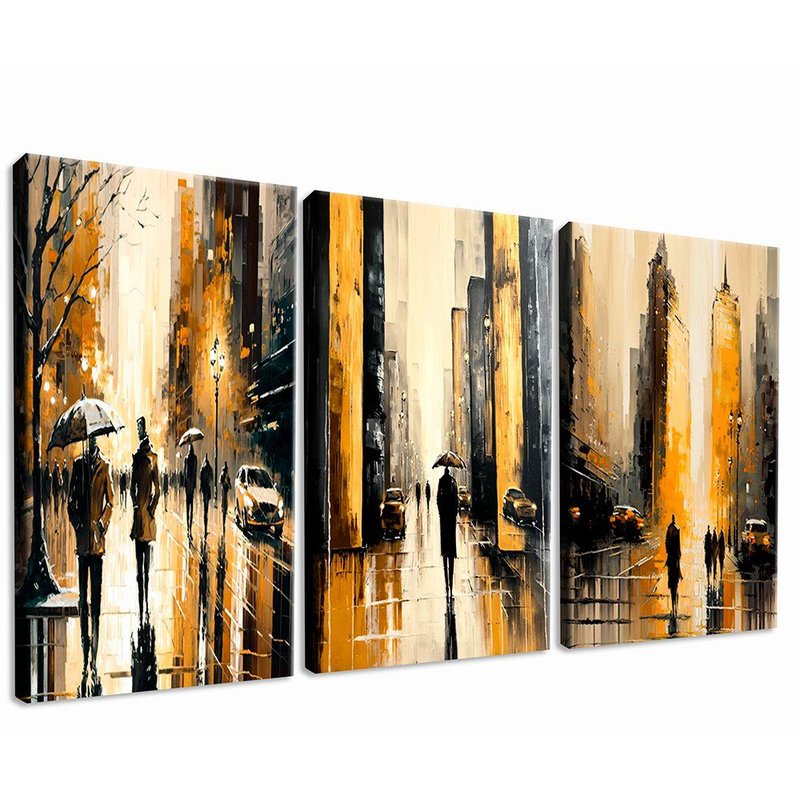 3 Pieces Abstract Painting Beautiful House Canvas