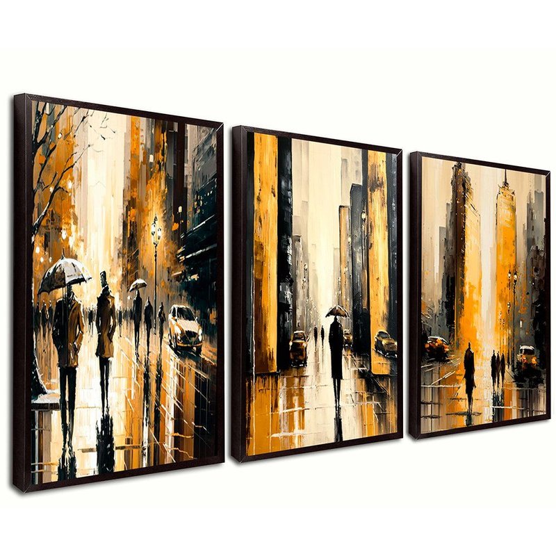 3 Pieces Abstract Painting Beautiful House Canvas